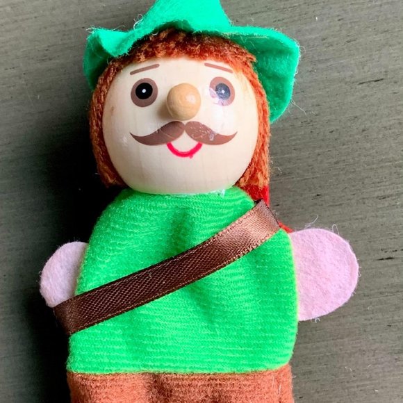 Set/4 Little Red Riding Hood Hand Painted Wood Cloth Finger Puppet Puppets New - Picture 7 of 10